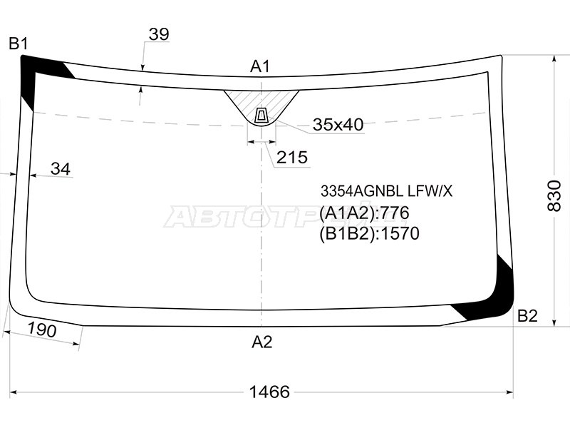 Стекло лобовое Fiat Doblo 01-16