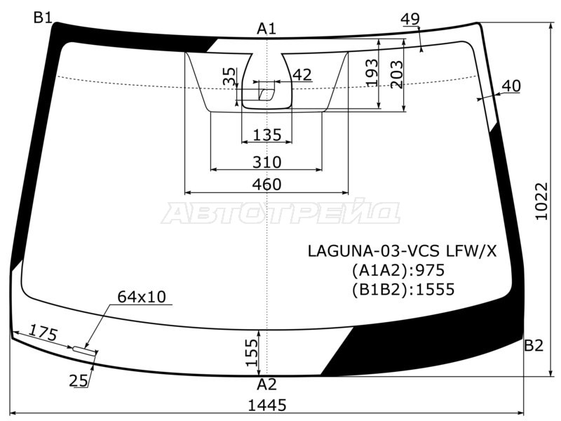 Стекло лобовое (Датчик дождя) Renault Laguna 05-08