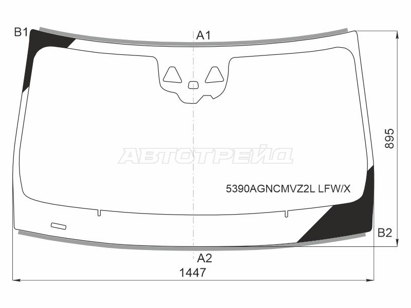Стекло лобовое (Две камеры / Датчик дождя / Молдинг / 4D SED) Mercedes-Benz CLS-Class 21-