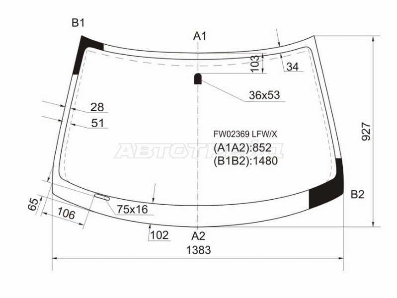 Стекло лобовое Mitsubishi Outlander 02-09 / Airtrek 01-05