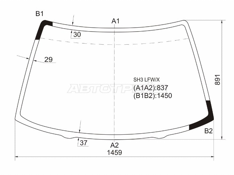 Стекло лобовое Honda Civic 87-91