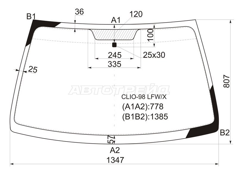 Стекло лобовое Renault Clio 98-09 / Symbol 99-08