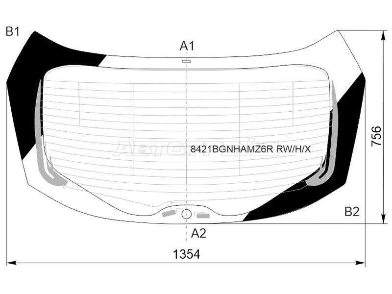 Стекло заднее (Цвет зеленый / Обогрев / Антенна / Молдинг) Toyota C-HR 19-23 / Izoa 20-