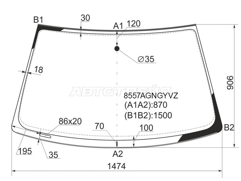 Стекло лобовое (Молдинг / 4D SED) Audi A6 97-05