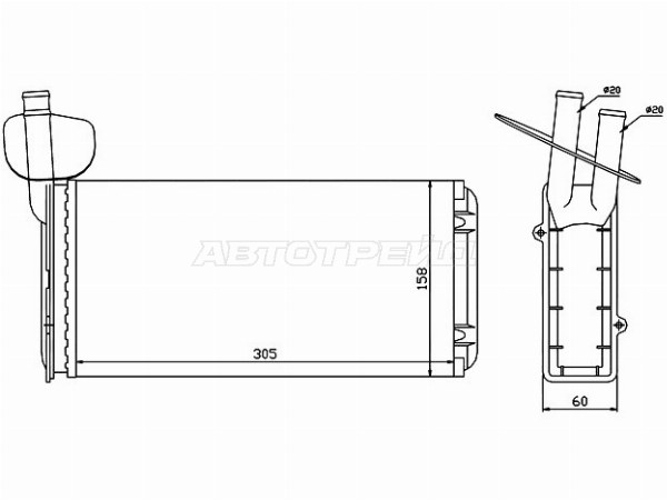 Радиатор отопителя салона Volkswagen Transporter 90-03 / Caravelle 90-03