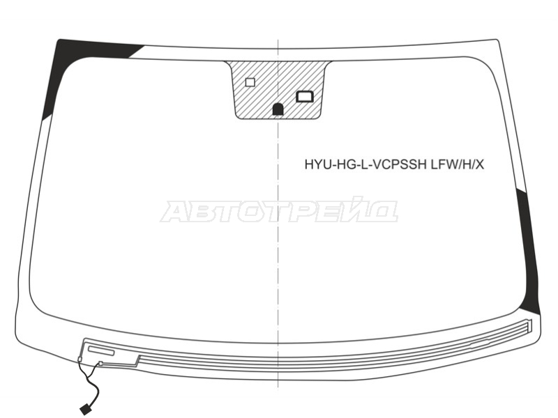 Стекло лобовое (Обогрев щеток / Датчик дождя) Hyundai Azera 11-16 / Grandeur 11-16