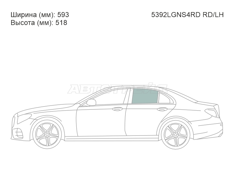 Стекло боковое опускное (Сзади / Слева / Цвет зеленый) Mercedes-Benz E-Class 16-20