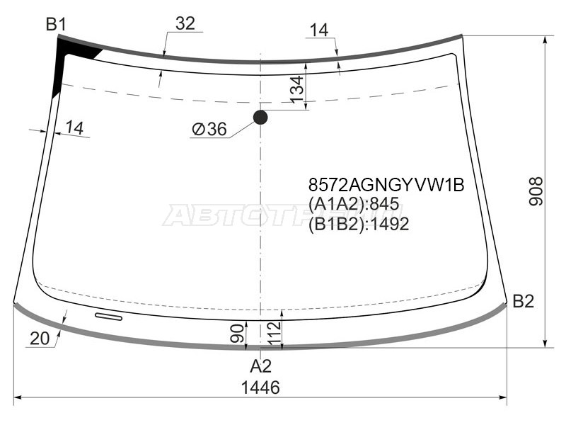 Стекло лобовое (Молдинг) Audi A4 00-09 / S4 03-08