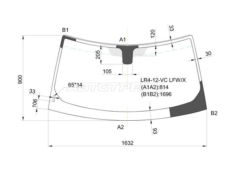 Стекло лобовое (Молдинг / Вертикальный VIN) Land Rover Discovery 09-17