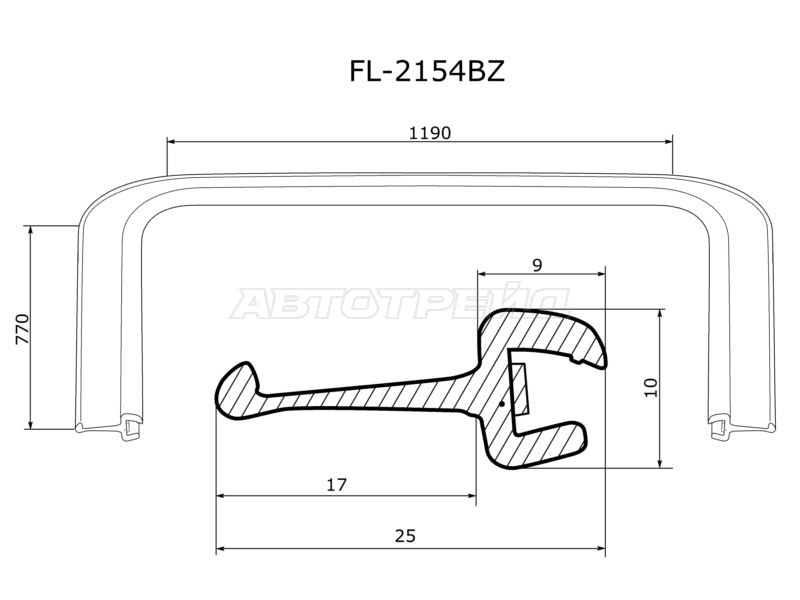 Молдинг лобового стекла (П-образный) Subaru Legacy 98-03 / Outback 98-03