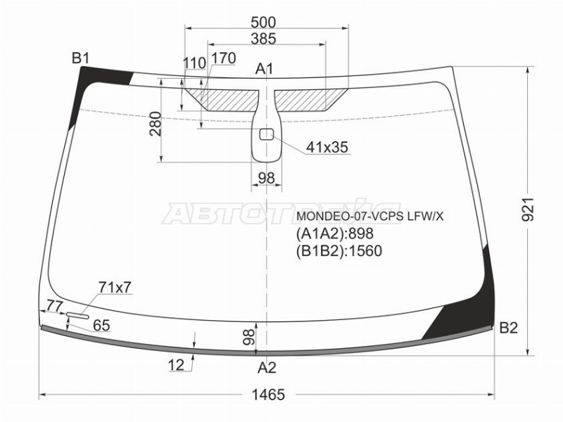 Стекло лобовое (Датчик дождя / Молдинг) Ford Mondeo 10-15