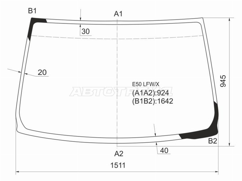 Стекло лобовое Isuzu Fargo Filly 97-99 / Nissan Caravan Elgrand 97-99