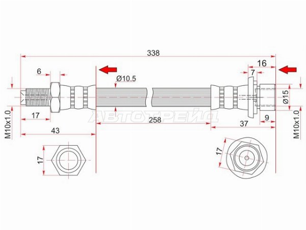 Шланг тормозной (Сзади) Toyota Land Cruiser (J100,J80) 89-07