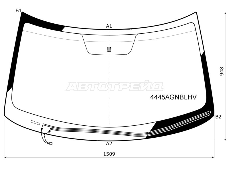 Стекло лобовое (Обогрев щеток) Kia Soul 13-19