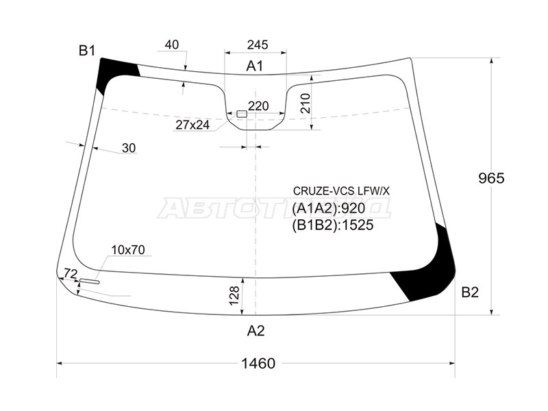 Стекло лобовое (Датчик дождя) Chevrolet Cruze 09-15 / Daewoo Lacetti 08-11