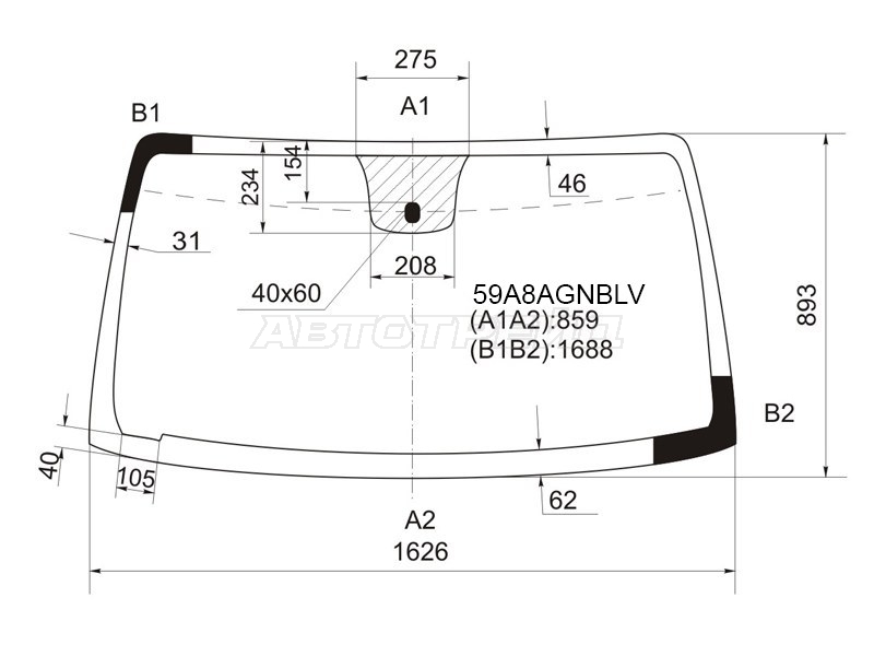 Стекло лобовое Infiniti QX56 04-10 / Nissan Armada 03-16