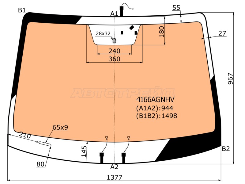 Стекло лобовое (Обогрев полный) Hyundai Solaris 17-22 / Accent 17-