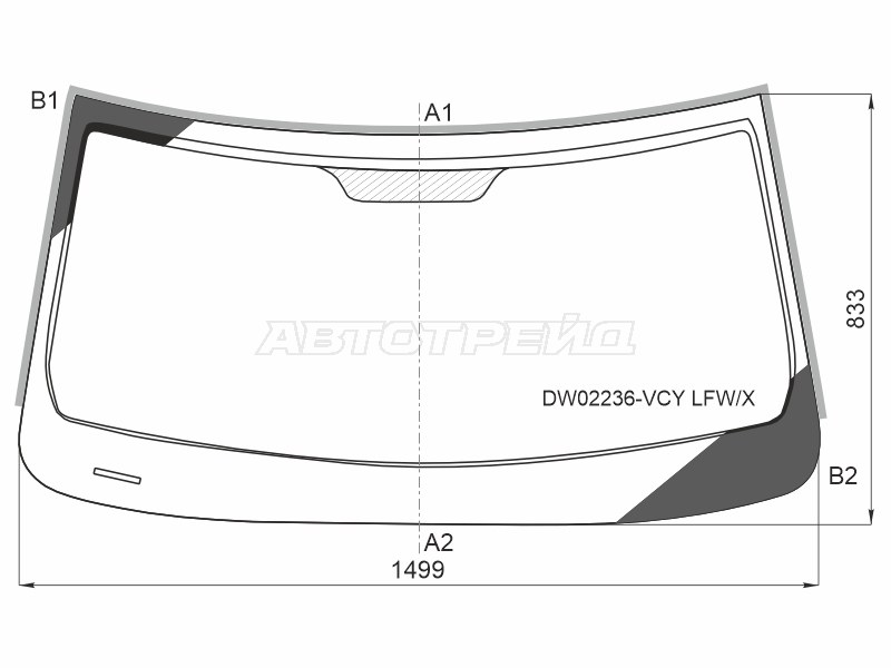 Стекло лобовое (Молдинг / 2D CPE) Chevrolet Camaro 15-23