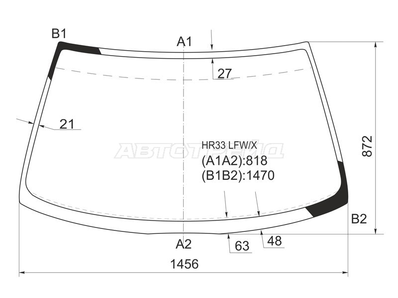Стекло лобовое (4D SED) Nissan Skyline 93-98 / Skyline GT-R 95-98