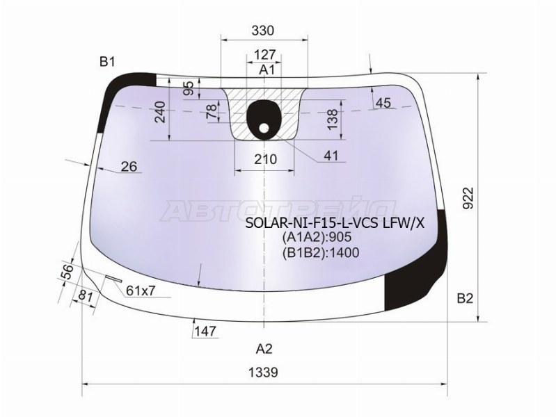 Стекло лобовое (Атермальное / Датчик дождя / Сборка Британия) Nissan Juke 10-20