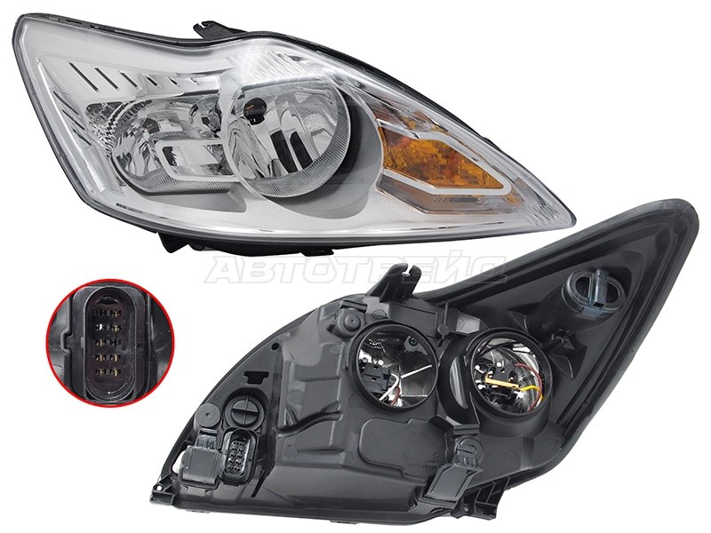 Фара Ford Focus 07-11 (Справа / Галоген / Ручная регулировка)