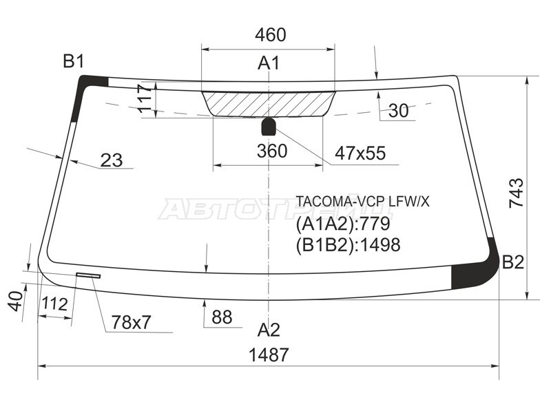 Стекло лобовое Toyota Tacoma 04-23