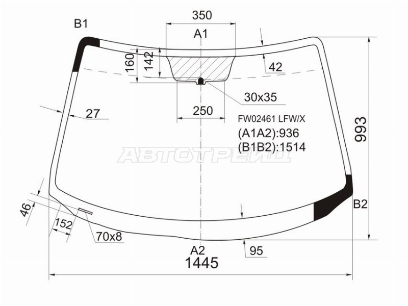 Стекло лобовое Mazda 3 03-06