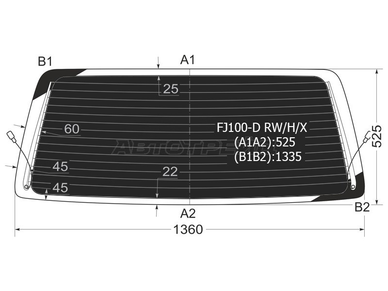 Стекло заднее (Затемненное / Обогрев) Toyota Land Cruiser (J100) 98-07 / Lexus LX 98-07