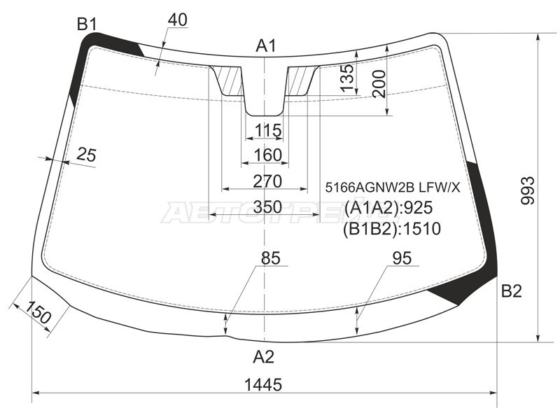 Стекло лобовое Mazda 3 06-09