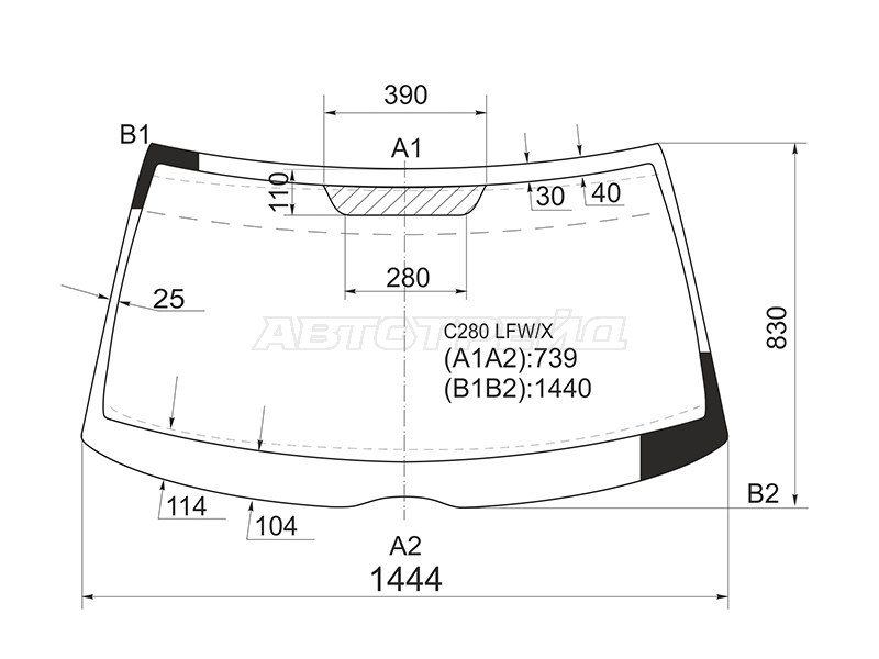 Стекло лобовое (4D SED / 5D WGN) Mercedes-Benz C-Class 93-01