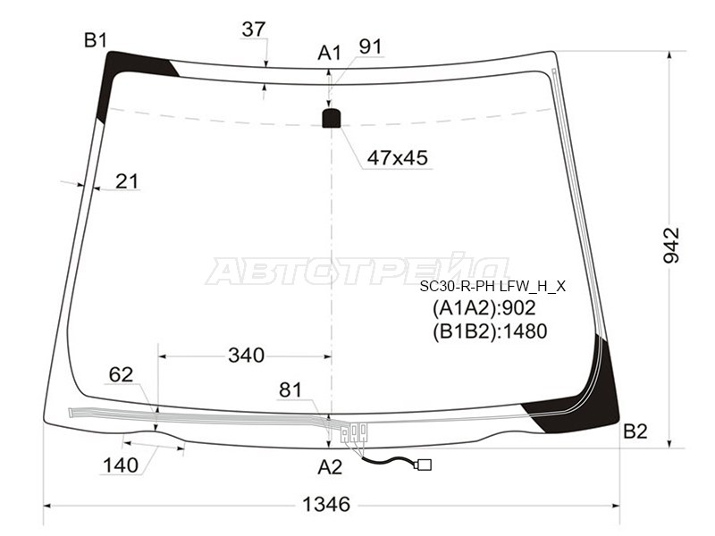 Стекло лобовое (Обогрев щеток) Toyota Vitz 10-20 / Yaris 10-17