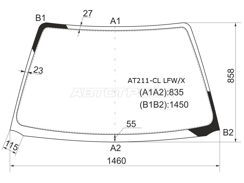 Стекло лобовое Toyota Avensis (T220) 97-03 / Caldina (T210) 97-02