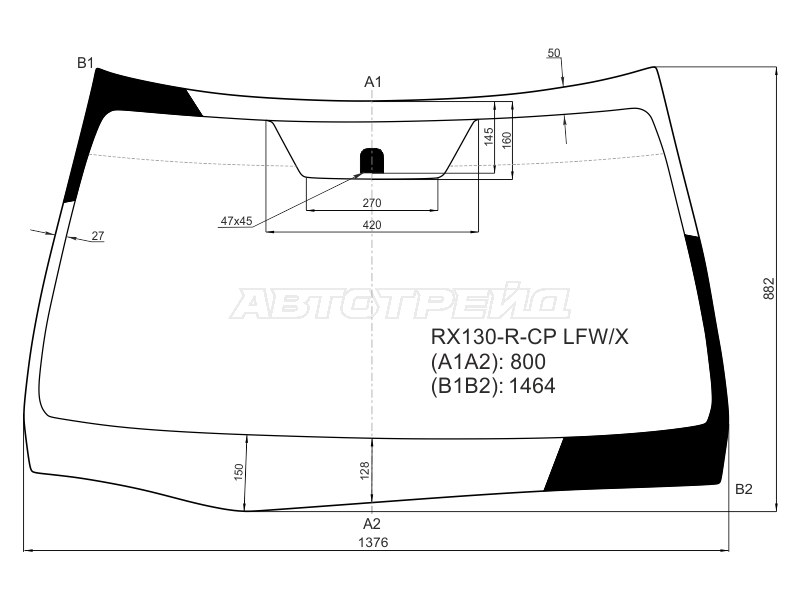 Стекло лобовое Toyota Mark X 09-19