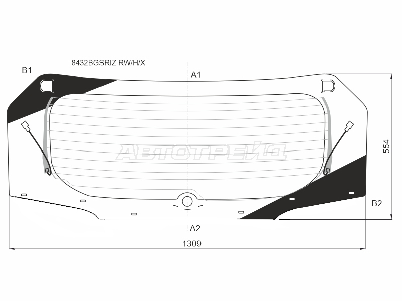 Стекло заднее (Цвет зеленый / Обогрев) Toyota RAV4 (XA50) 18- / Wildlander 19-25