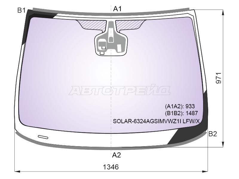 Стекло лобовое (Атермальное / Датчик дождя / Молдинг) Opel Astra 09-12