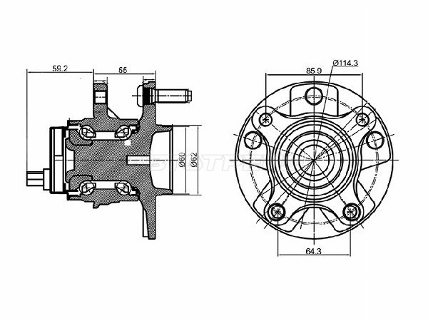 Ступичный узел Lexus GS 05-12 / Toyota Mark X 04-19 (ABS / Слева / Спереди)