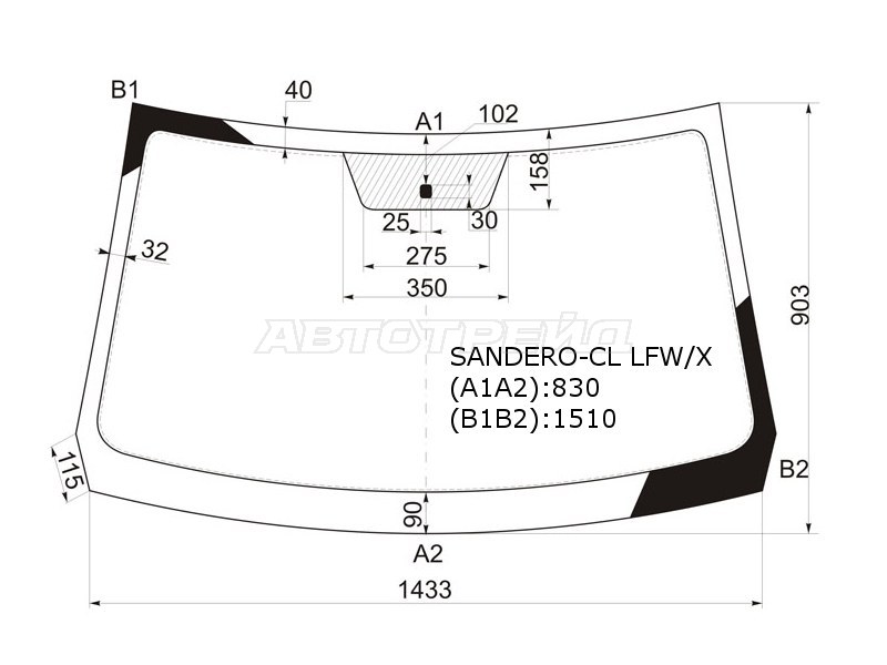 Стекло лобовое Nissan Terrano 14-22 / Renault Duster 10-21