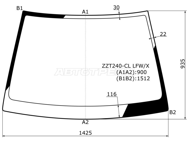 Стекло лобовое Toyota Allion (T240) 01-07 / Premio 01-07