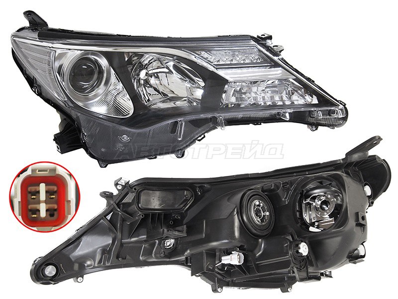 Фара Toyota RAV4 (XA40) 12-15 (Справа / Галоген / ДХО / Универсальная регулировка)