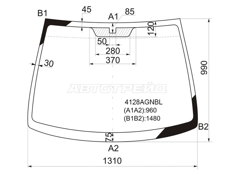Стекло лобовое Hyundai Click 02-11 / Getz 02-11