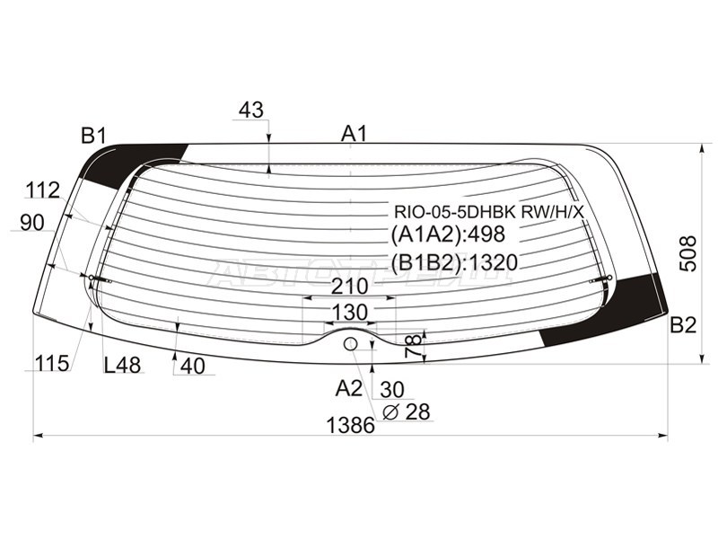 Стекло заднее (Цвет зеленый / Обогрев) Kia Rio 05-11 / Pride 05-09