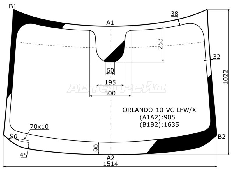 Стекло лобовое CHEVROLET ORLANDO 11-15
