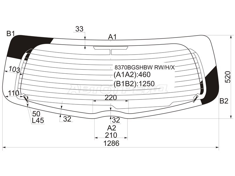 Стекло заднее (Цвет зеленый / Обогрев / 3 / 5D HBK) Toyota Vitz 05-10 / Yaris 05-13