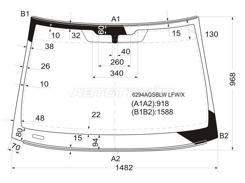 Стекло лобовое (Молдинг) Opel Signum 03-08 / Vectra 02-08
