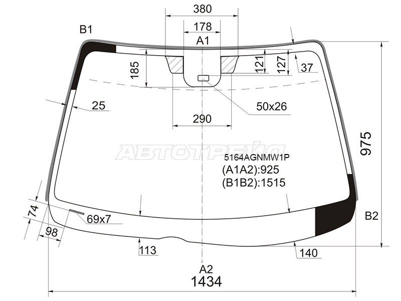 Стекло лобовое (Датчик дождя / Молдинг) Mazda 6 02-08
