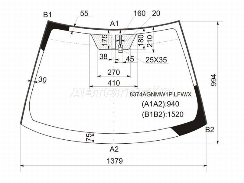 Стекло лобовое (Датчик дождя / Молдинг) Toyota Auris 06-12