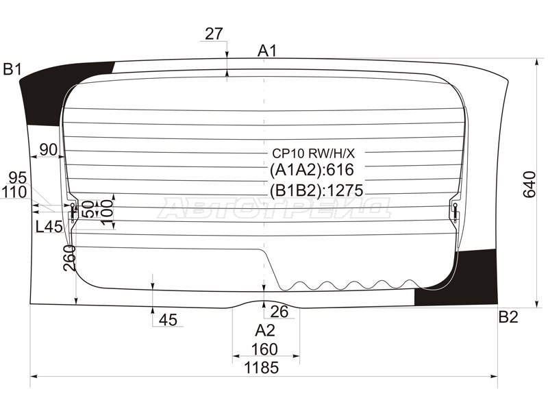 Стекло заднее (Цвет зеленый / Обогрев) Toyota Funcargo 99-05 / Yaris Verso 99-06