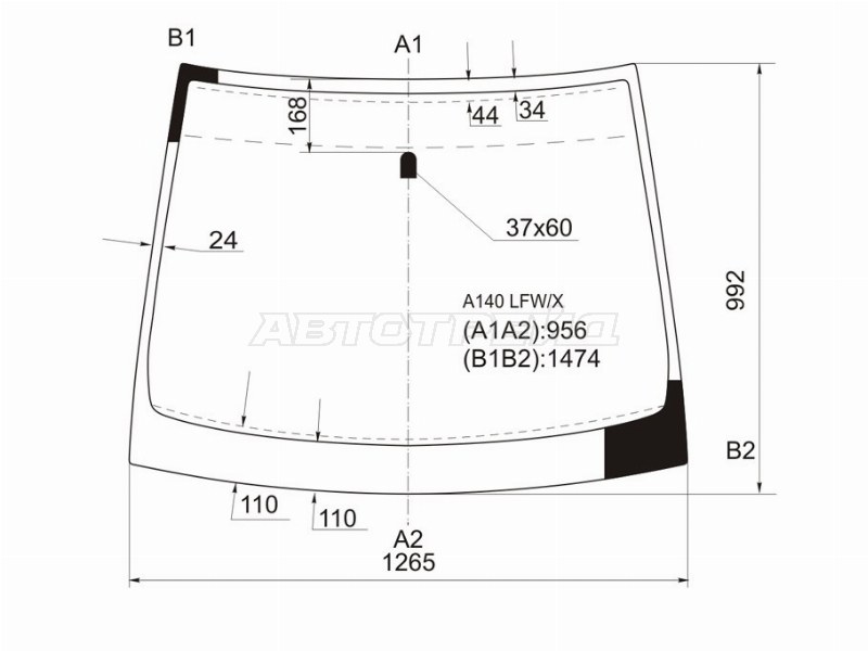 Стекло лобовое Mercedes-Benz A-Class 97-04