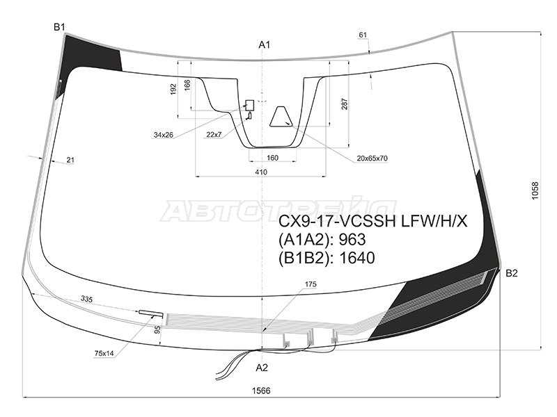Стекло лобовое (Обогрев щеток / Камера / Датчик дождя / Молдинг) Mazda CX-9 15-