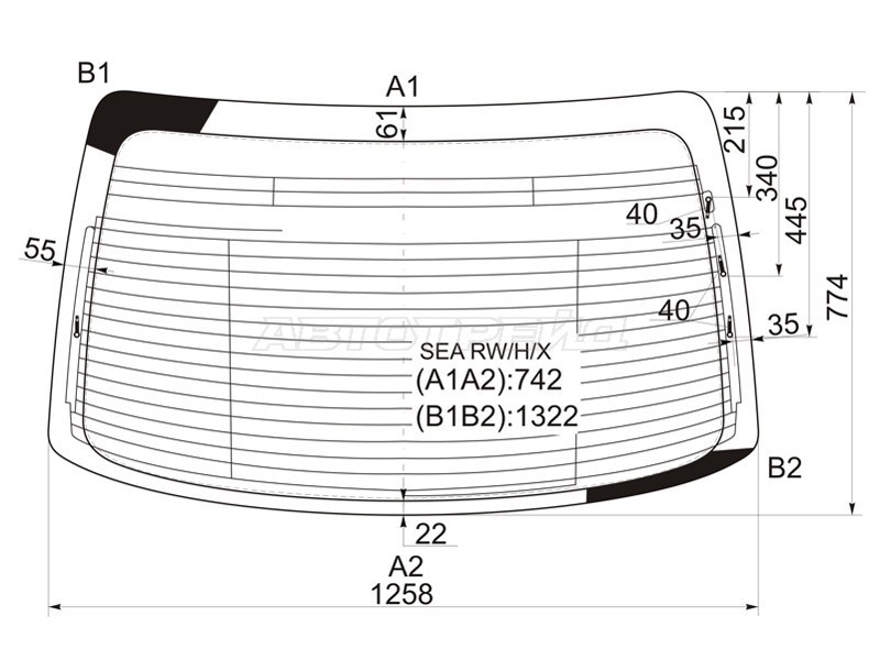 Стекло заднее (Цвет зеленый / Обогрев / Антенна) Honda Accord 02-08 / Acura TSX 03-08
